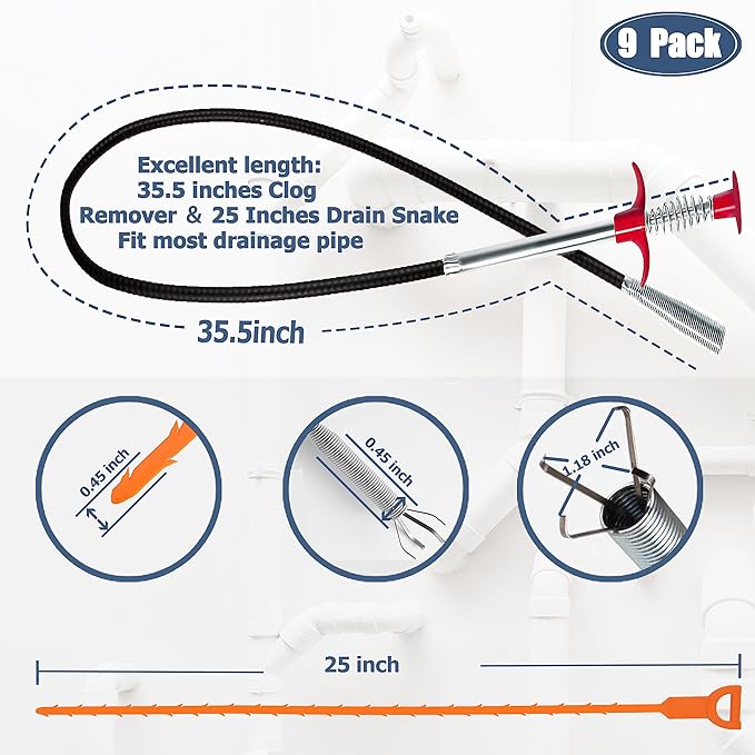 DrainMaster™ 9-Piece Drain Cleaning Kit